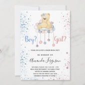 Geslacht onthullen baby shower tedy blauwe roze kaart (Voorkant)