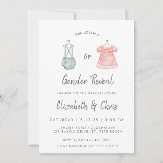 Geslacht onthullen Baby shower Uitnodiging Roze Bl (Voorkant)