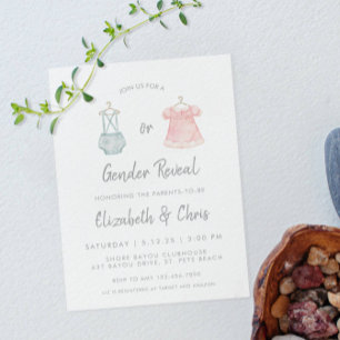 Geslacht onthullen Baby shower Uitnodiging Roze Bl