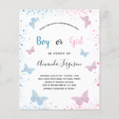 Geslacht onthullen baby shower vlinders budget flyer (Voorkant)
