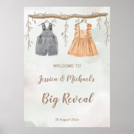 Geslacht onthullen baby shower welkomstteken poster