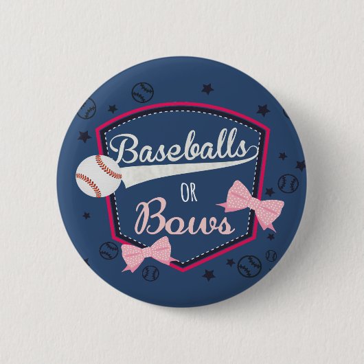 Geslacht onthullen - Baseballs of Bows Ronde Button 5,7 Cm (Voorkant)