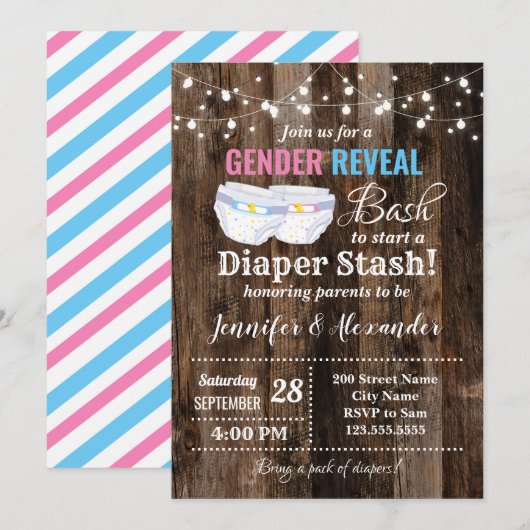Geslacht onthullen Bash om een luidere streep te s Kaart (Voorkant / Achterkant)