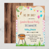 Geslacht onthullen bbq party uitnodiging (Voorkant / Achterkant)