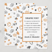 Geslacht onthullen bedankjes Oktoberpatroon Bedankkaart (Voorkant / Achterkant)