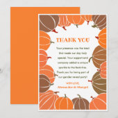 Geslacht onthullen bedankjes Pompoen Herfst Bedankkaart (Voorkant / Achterkant)