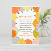 Geslacht onthullen bedankkaart Pumpkin Halloween (Staand voorkant)