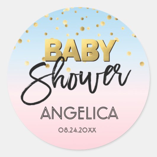 Geslacht onthullen blauw roze gouden Baby shower l Ronde Sticker (Voorkant)