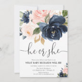 Geslacht onthullen blauwe blauwe blauwe florale el kaart (Voorkant)