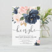 Geslacht onthullen blauwe blauwe blauwe florale el kaart (Staand voorkant)