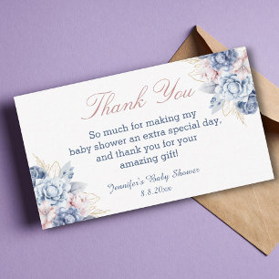 Geslacht onthullen Bloemen Dank u baby shower Notitiekaartje