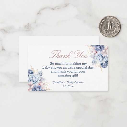 Geslacht onthullen Bloemen Dank u baby shower Notitiekaartje (Voorkant / Achterkant in situ)