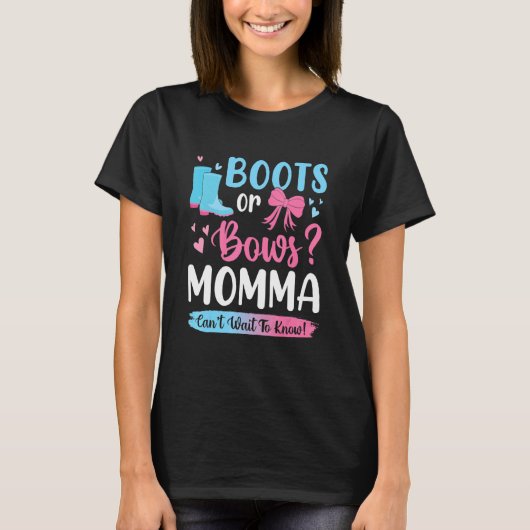 Geslacht onthullen Boots of Bows Momma overeenkome T-shirt (Voorkant)