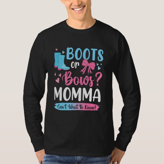 Geslacht onthullen Boots of Bows Momma overeenkome T-shirt (Voorkant)