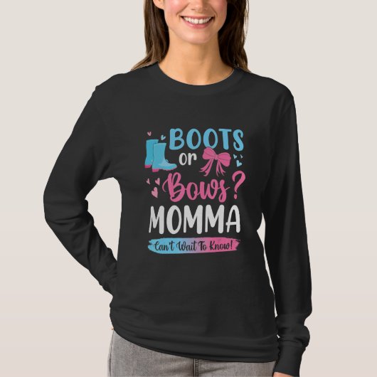 Geslacht onthullen Boots of Bows Momma overeenkome T-shirt (Voorkant)