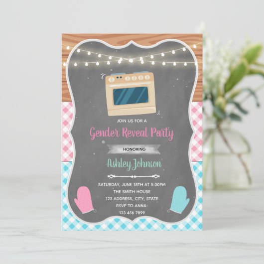 Geslacht onthullen broodje in de uitnodiging van d (Staand voorkant)