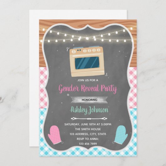 Geslacht onthullen broodje in de uitnodiging van d (Voorkant / Achterkant)