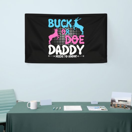 Geslacht onthullen buck of doe papa matching baby spandoek (Beurs)