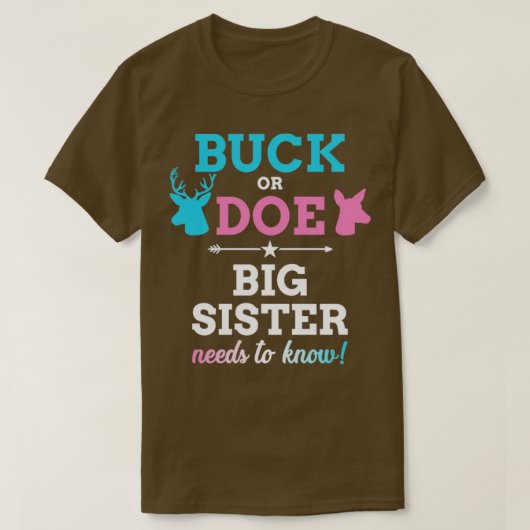 Geslacht onthullen buck of doe zus matching baby p t-shirt (Design voorkant)