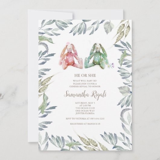 Geslacht onthullen Bunny Uitnodiging (Voorkant)