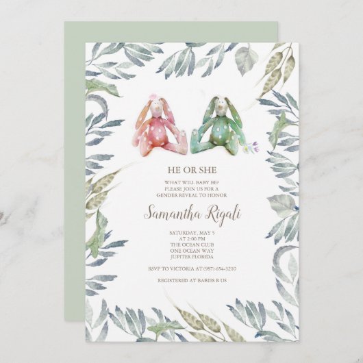 Geslacht onthullen Bunny Uitnodiging (Voorkant / Achterkant)