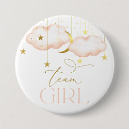 Geslacht onthullen Button, Team Girl Blush Pink Ronde Button 7,6 Cm