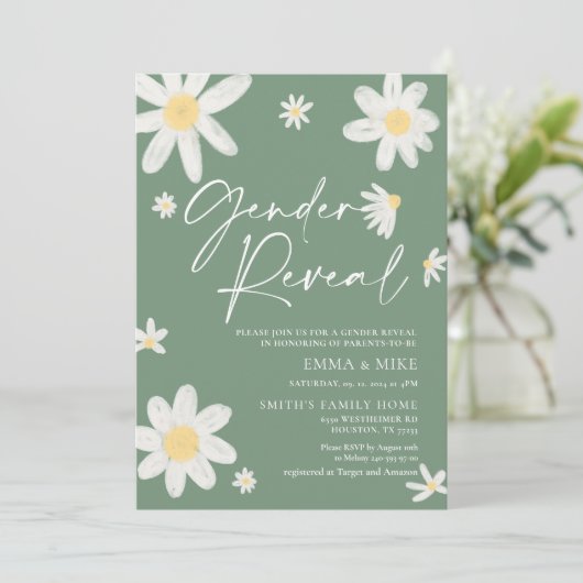 Geslacht onthullen Daisy Sage Green Kaart (Staand voorkant)