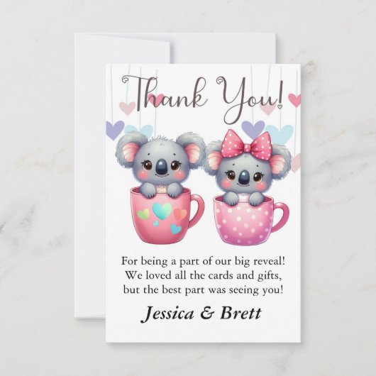 Geslacht onthullen Dank u kaarten, dank u notities (Voorkant)