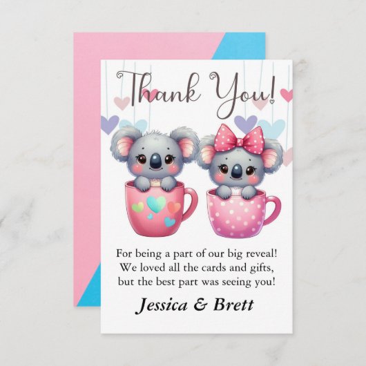 Geslacht onthullen Dank u kaarten, dank u notities (Voorkant / Achterkant)