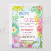 Geslacht onthullen Dino Floral Glitter Kaart (Voorkant)