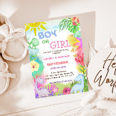 Geslacht onthullen Dino Floral Glitter Kaart