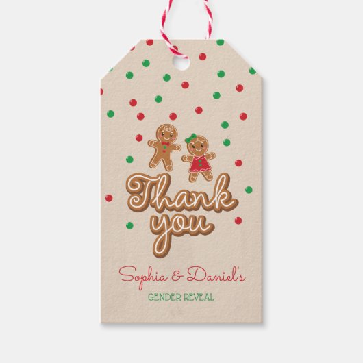 Geslacht onthullen Favor Tag Gingerbread Cadeaulabel (Voorkant)