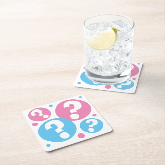 Geslacht onthullen feest baby jongen of meisje roz kartonnen onderzetters (Insitu)