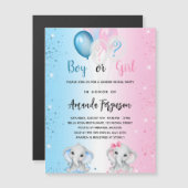 Geslacht onthullen feest blauw roze jongen meisje  magnetische uitnodiging (Voorkant / Achterkant)