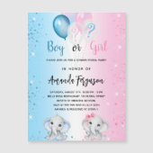 Geslacht onthullen feest blauw roze jongen meisje  magnetische uitnodiging (Voorkant)