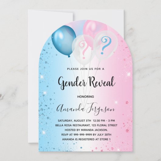 Geslacht onthullen feest roze blauwe baby jongen m kaart (Voorkant)