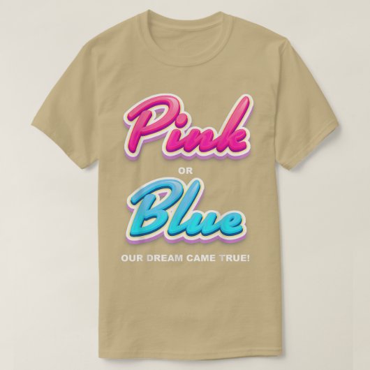 Geslacht onthullen feest, Roze of blauw, onze droo T-shirt (Design voorkant)