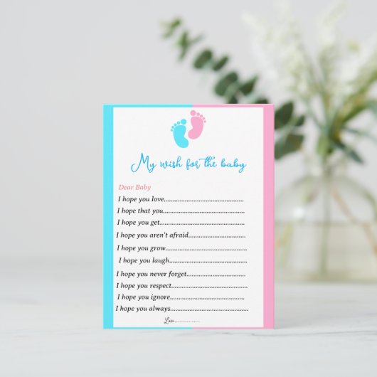 Geslacht onthullen feestelijke wensen voor de baby briefkaart (Staand voorkant)