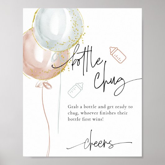 Geslacht onthullen fles chug bier Baby shower spel Poster (Voorkant)