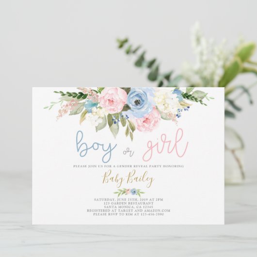 Geslacht onthullen floraal kaart (Staand voorkant)