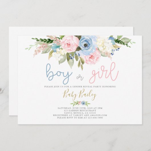 Geslacht onthullen floraal kaart (Voorkant / Achterkant)