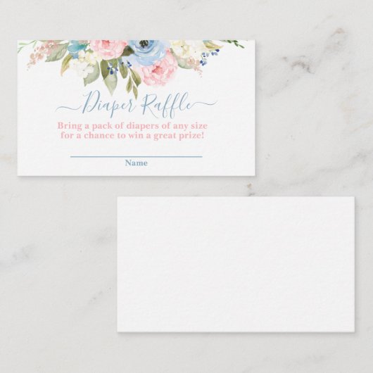 Geslacht onthullen florale diaper Raffle Informatiekaartje (Voorkant / Achterkant)