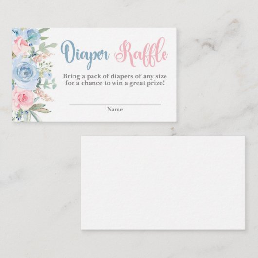 Geslacht onthullen florale diaper Raffle Informatiekaartje (Voorkant / Achterkant)