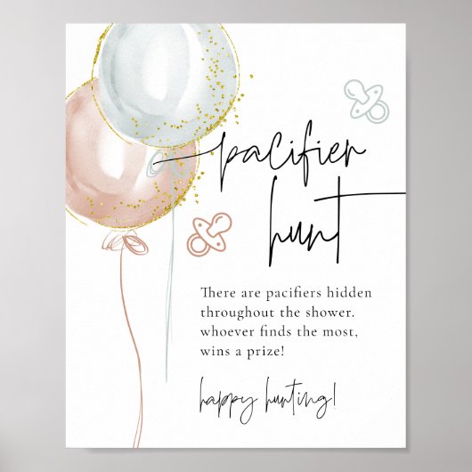 Geslacht onthullen fopspeen Hunt Baby shower spel Poster (Voorkant)