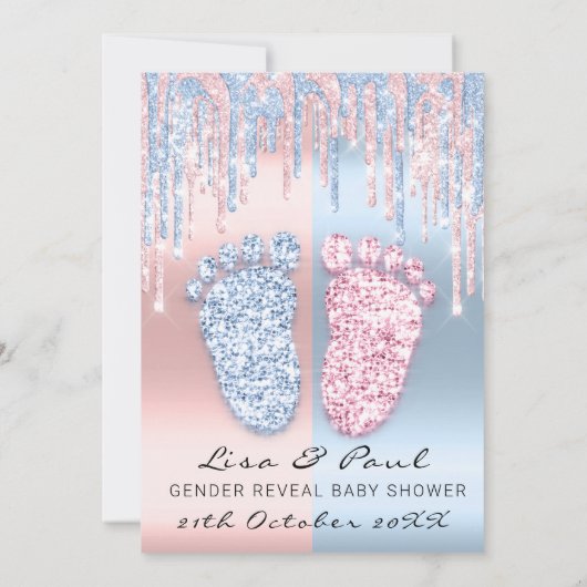 Geslacht onthullen Glitter DrivesRoze Blue Baby Bo Kaart (Achterkant)