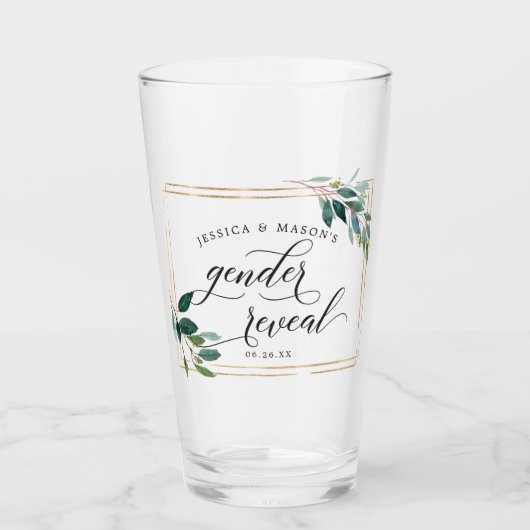 Geslacht onthullen Greenery Pint Glas gunst Gift (Voorkant)