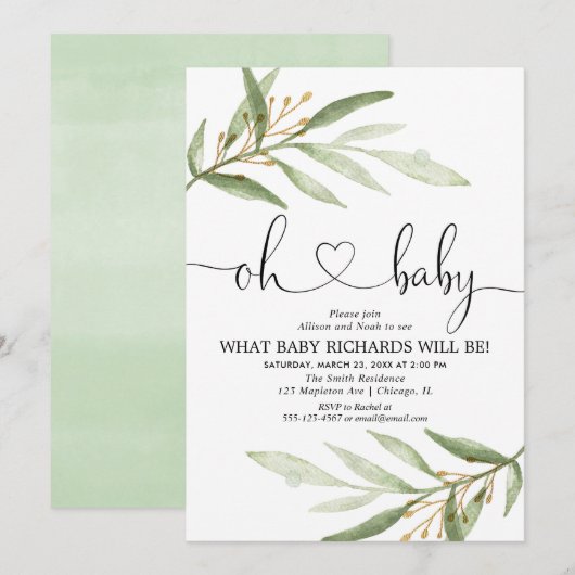 Geslacht onthullen groen goud eenvoudig modern kaart (Voorkant / Achterkant)