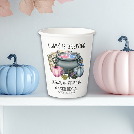 Geslacht onthullen Halloween Baby is Brewing Witch Papieren Bekers