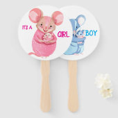 Geslacht onthullen hand fan met schattige muizen handwaaier (Voorkant en achterkant)