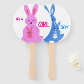 Geslacht onthullen hand fan schattige konijnen handwaaier (Voorkant en achterkant)